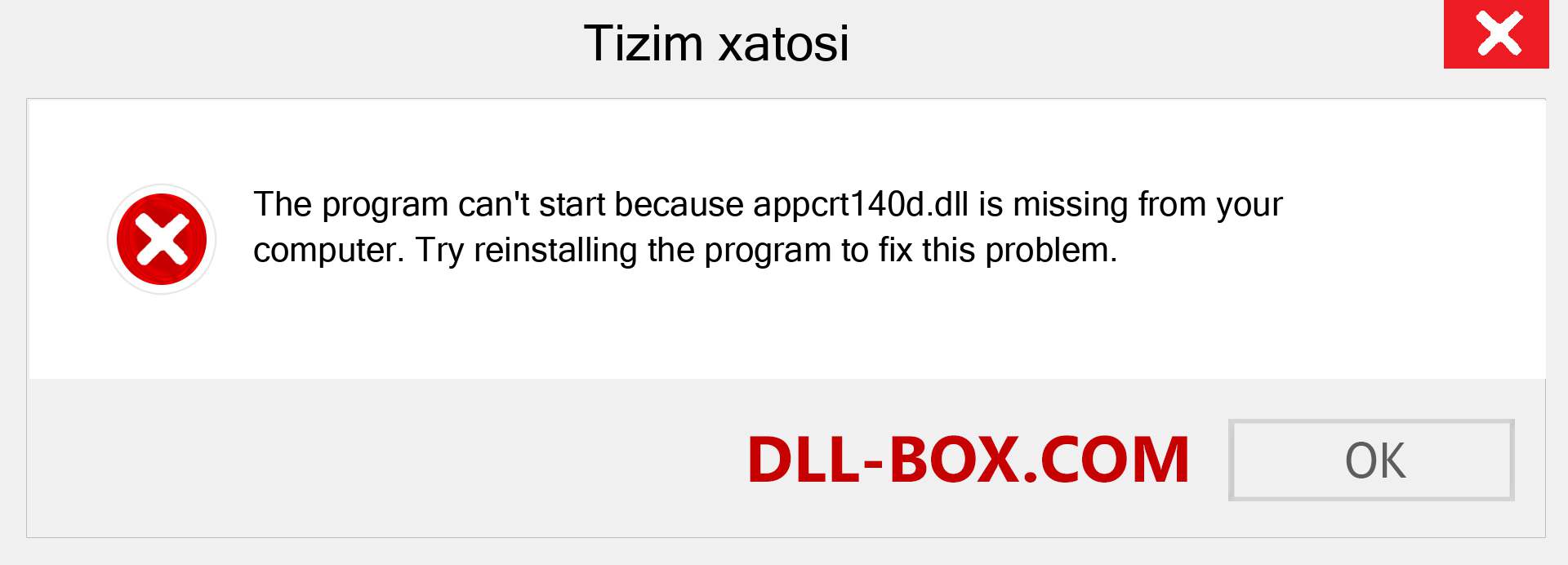 appcrt140d.dll fayli yo'qolganmi?. Windows 7, 8, 10 uchun yuklab olish - Windowsda appcrt140d dll etishmayotgan xatoni tuzating, rasmlar, rasmlar